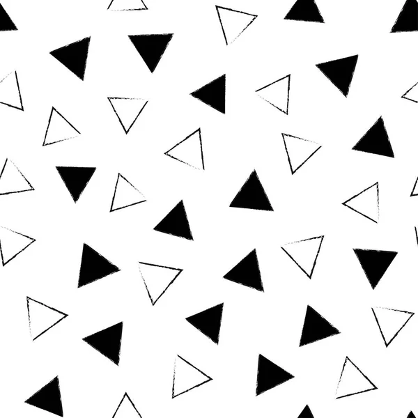 Grunge noir et blanc motif abstrait sans couture avec des triangles. Grunge triangles fond — Image vectorielle