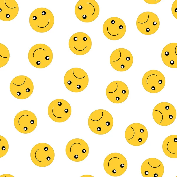 Emotikony jednolity wzór. Tło wektor żółty emoji — Wektor stockowy