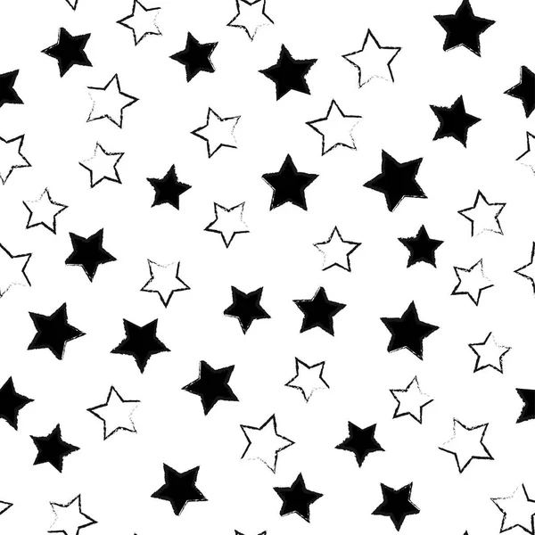 Безшовний графік зірок. Чорно-білий, вектор — стоковий вектор