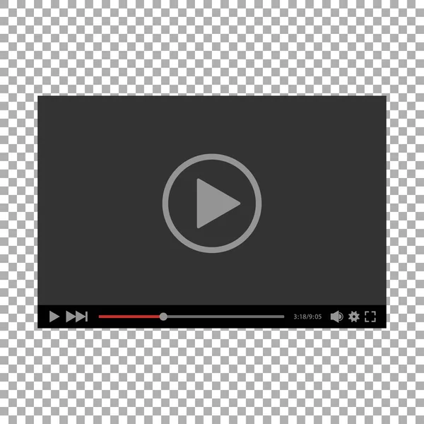 Reproductor de vídeo para web en blanco y negro, vector — Vector de stock