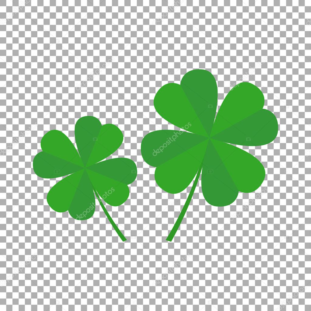Four leaf clover icon. Two vector leaf