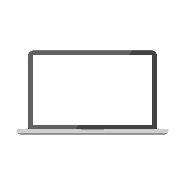 Boş ekran. Beyaz bir arka plan üstünde laptop