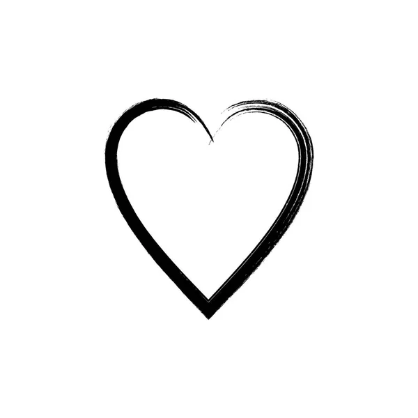 Vector corazón negro. Dibujado a mano, icono sobre fondo blanco — Vector de stock