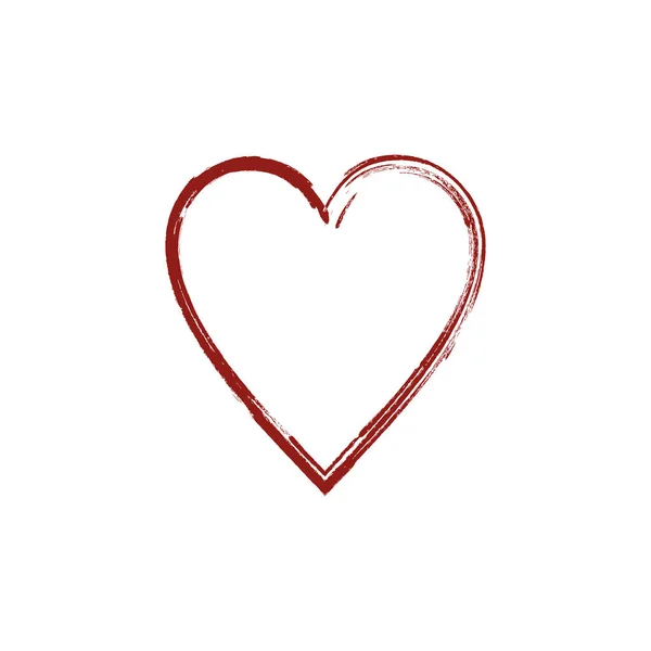 Векторне червоне серце. Малюнок руки, піктограма на білому тлі — стоковий вектор