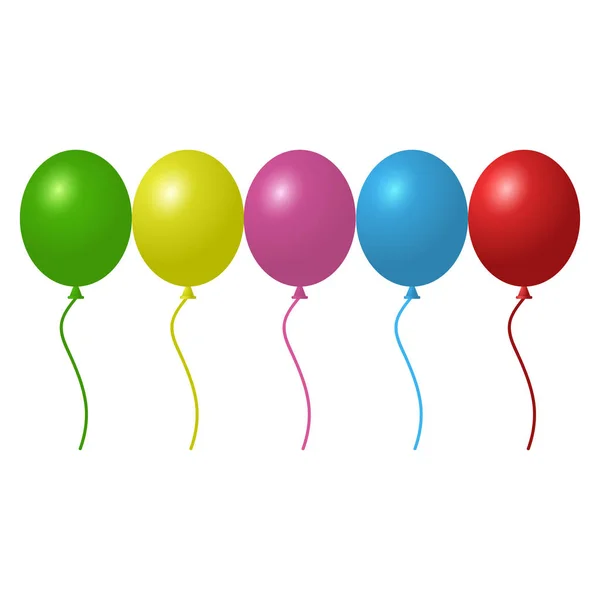 Conjunto de globos de helio de colores — Vector de stock