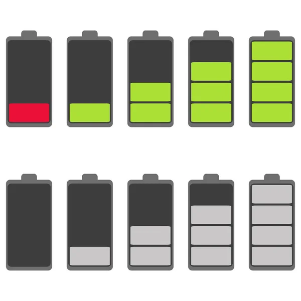 Wektor ikona baterii ustawiona na białym tle na białym tle — Wektor stockowy