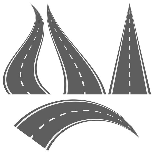 Set of bending roads and highways vector illustrations