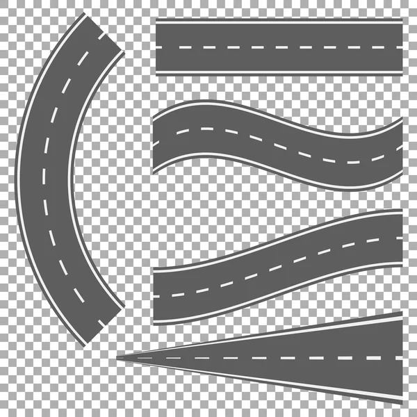 Set of bending roads and highways vector illustrations — Stock Vector