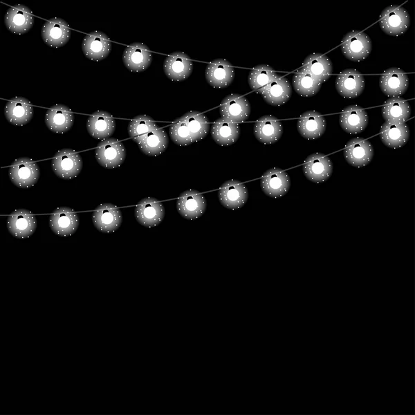 Lumières de Noël isolées éléments de conception réalistes. Guirlande lumières — Image vectorielle