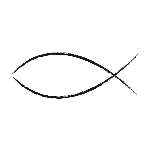 白い背景に分離されたキリスト教のシンボルの魚アイコン — ストックベクタ