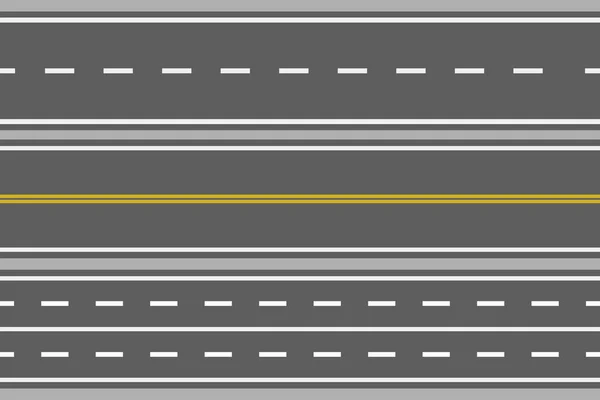 Conjunto Plantillas Caminos Asfalto Rectos — Archivo Imágenes Vectoriales