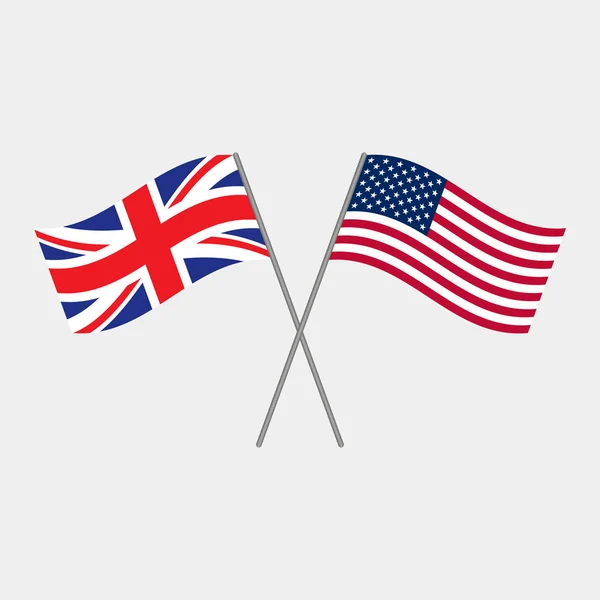 Britische Und Amerikanische Flaggen Vektor Illustration — Stockvektor