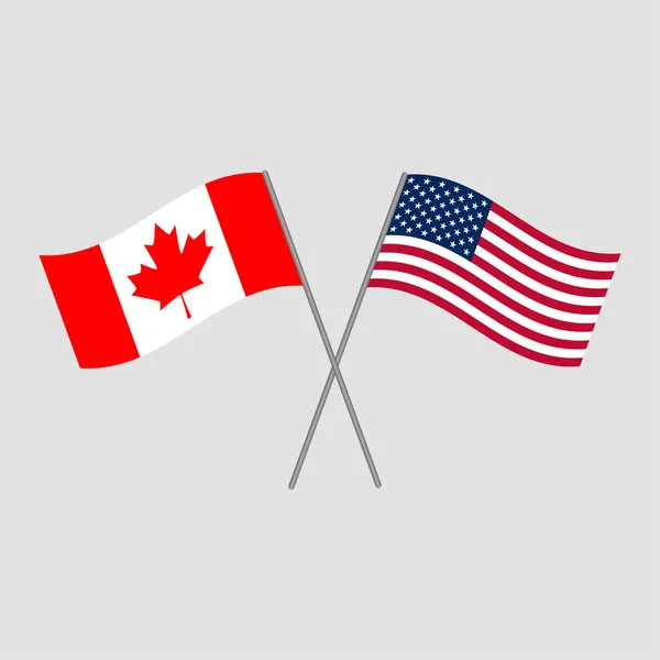 Banderas Canadienses Americanas Ilustración Vectorial — Vector de stock