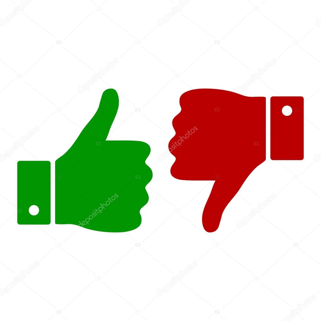 Thumb up and down icon. Like and dislike icon