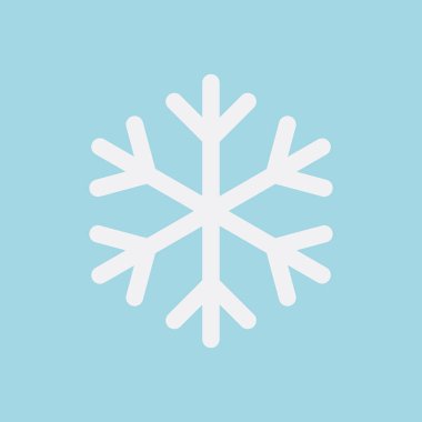 Mavi arkaplanda kar tanesi simgesi vektörü izole edildi