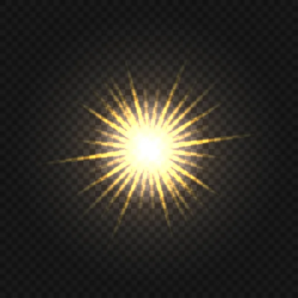 Οι ακτίνες του ήλιου σε διαφανές φόντο. Εικονογράφηση διανύσματος — Διανυσματικό Αρχείο