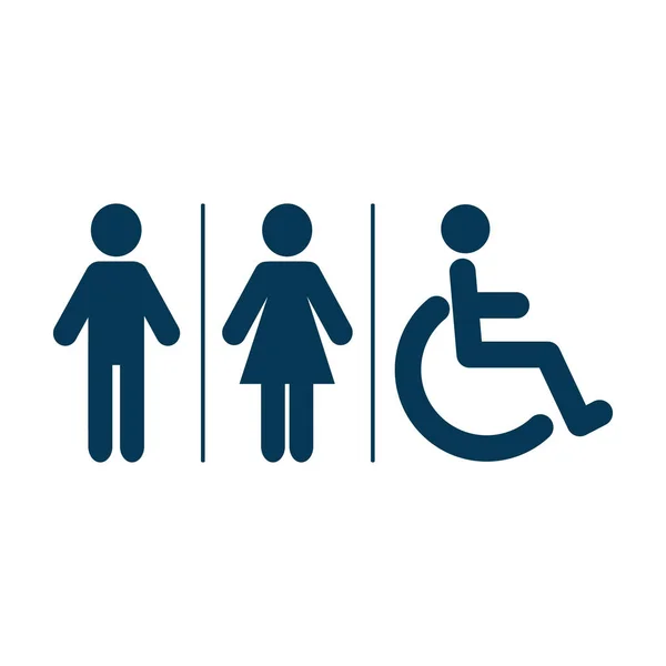 Icono de signo de WC. Símbolo sanitario. Icono de vector de baño — Vector de stock