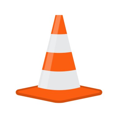 Beyaz arka planda yalıtılmış trafik konisi vektör simgesi