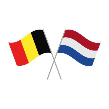 Belçika ve Hollanda bayrakları beyaz arkaplanda izole edilmiş vektör