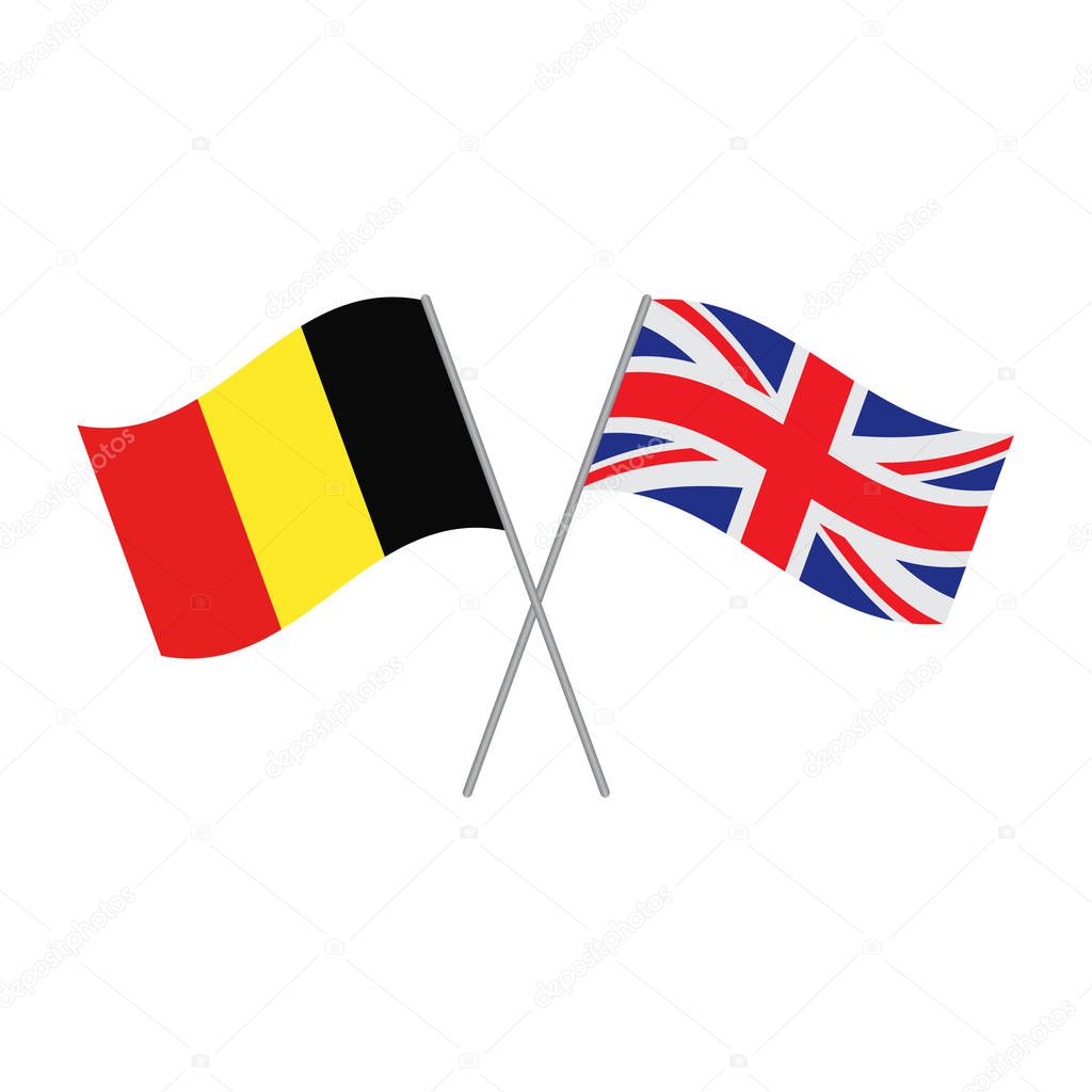 Belgian and British flags vector isolated on white background