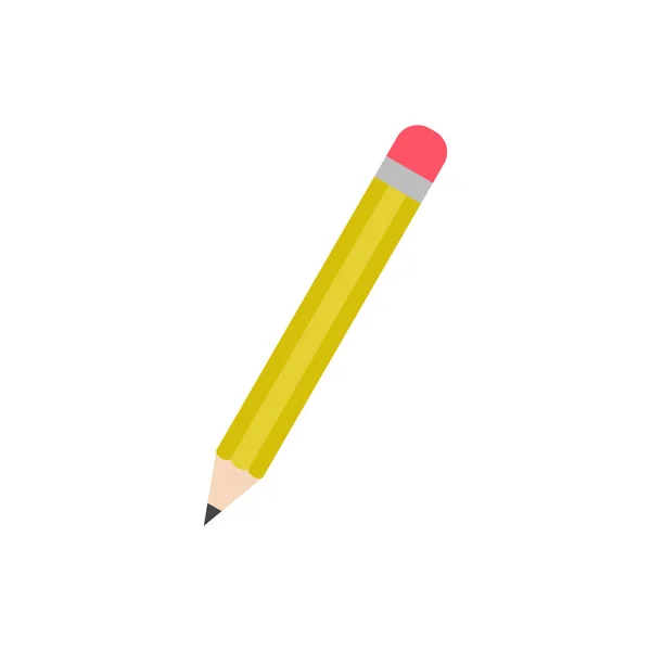 Жовтий Олівець Заточений Червоною Гумою Векторний Значок Ізольований Білому Тлі — стоковий вектор