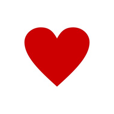 Kalp kırmızısı simgesi beyaz arkaplanda izole edildi. Vektör illüstrasyonu