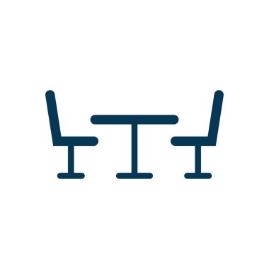 Masa ve sandalyeler beyaz arkaplanda izole edilmiş. Vektör illüstrasyonu