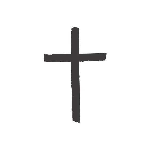 Icono Cruz Cristiana Aislado Sobre Fondo Blanco Ilustración Vector Símbolo — Vector de stock