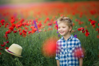 küçük çocuk çiçekli yeşil alanda yürüyüş