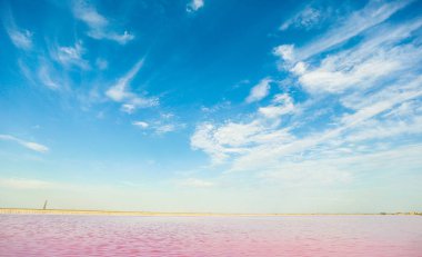 Pembe bir gölün tuzlu ve tuzlu suyu, mikro alg Dunaliella salina tarafından renklendirilmiştir, antioksidan özellikleriyle ünlüdür, beta-karoten ile suyu zenginleştirir, ilaç, cilt bakımı ve kaplıcalarda kullanılır.