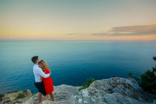 Couple Love Posing Outdoors Pregnant Woman Husband — Stock Photo, Image