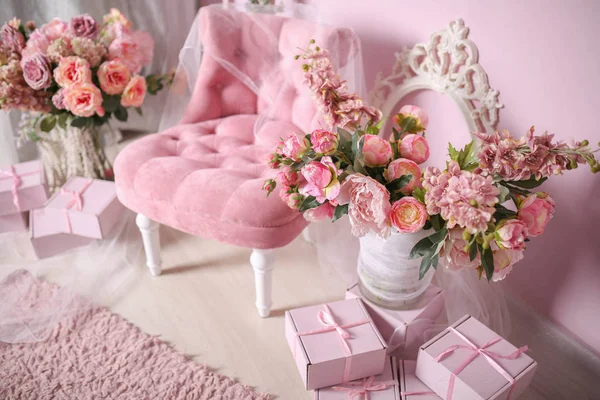 Decorações Primavera Estúdio Quarto Rosa Para Meninas — Fotografia de Stock