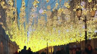 Parlak vintage ışıklar bulanık bokeh arkaplan - Moskova, Rusya - 23.12.2018