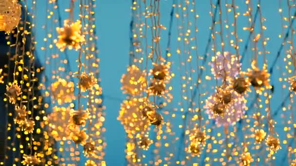 Glitter vintage lights blurry bokeh background — Stock Video