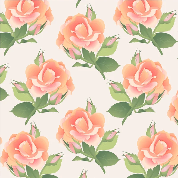 Patroon in pastel kleuren met een tak van een roze roos — Stockvector