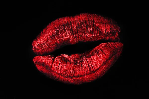 Red Lipstick Mark Black — Stock Photo, Image