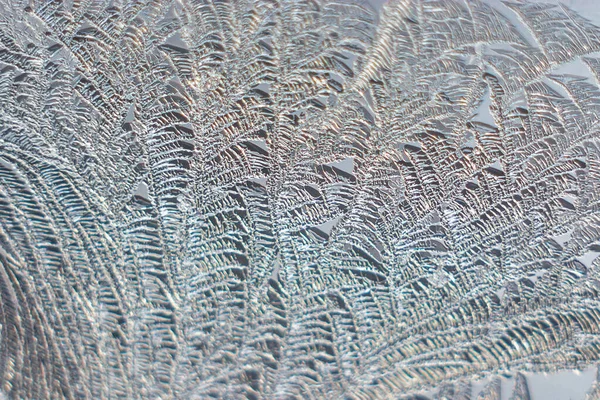 Motifs Givrés Sur Verre Fenêtre — Photo