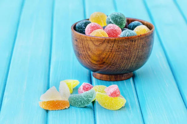 Şeker masada meyve jöle kaplı