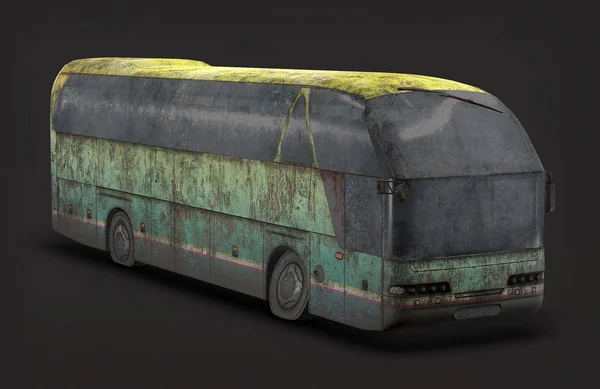 3d illustration abandoned bus rusty on th background