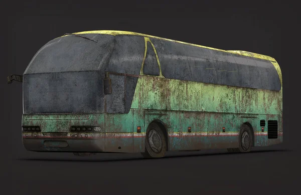 3d illustration abandoned bus rusty on th background