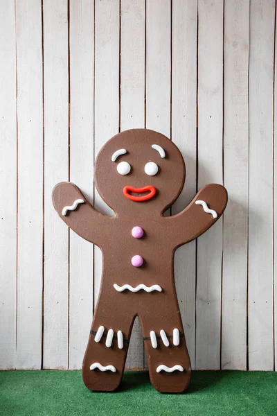 Gingerbread Man conceptual photo for Christmas card background — Stock Photo, Image