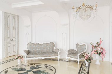 Aristokrat tarzında şömineli lüks bir iç mekan.