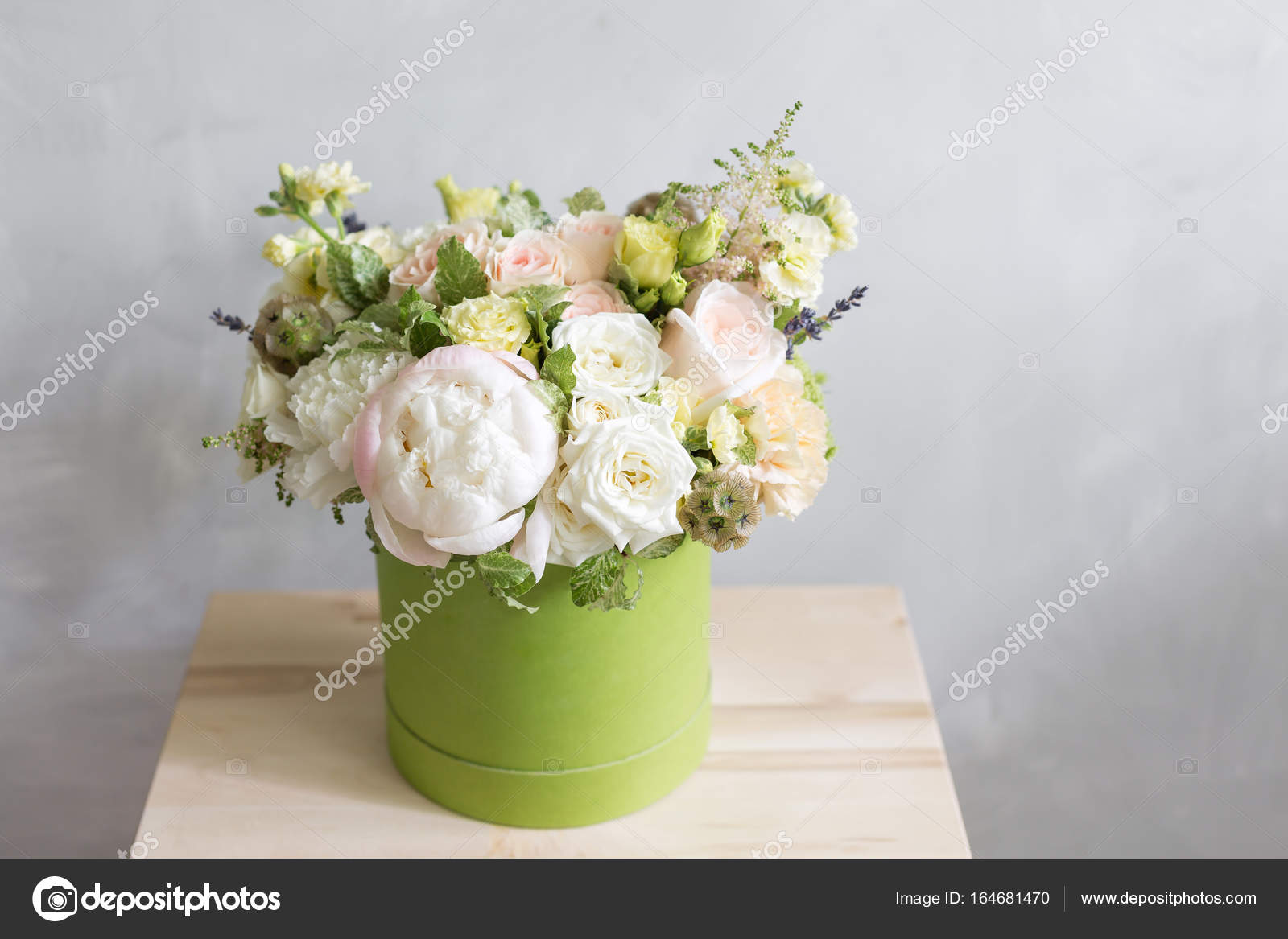 Two Beautiful spring bouquets in head box. Arrangement with mix