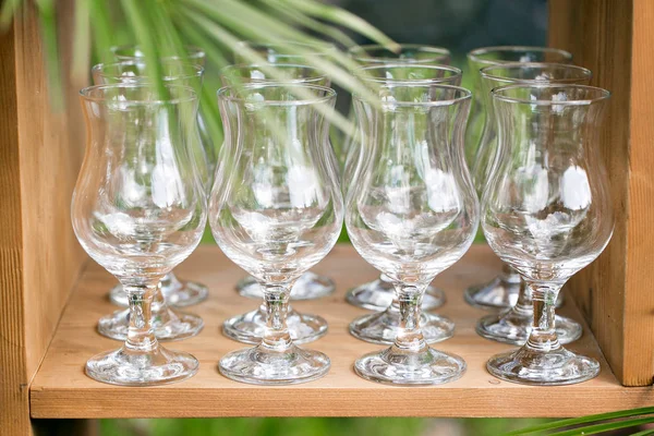 Detail of glasses at an event on a sunny summer day — Stock Photo, Image