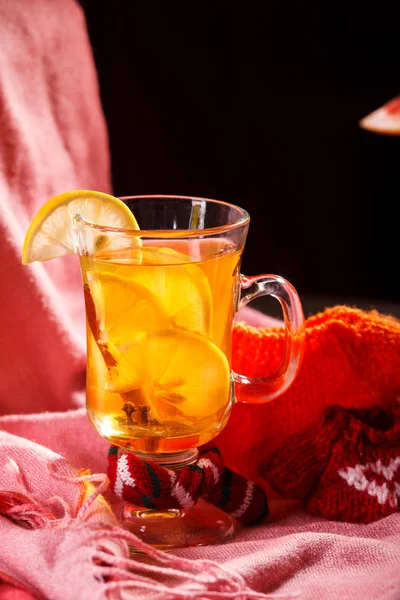 Christmas Background Tea Time. Selective focus. — Stock Photo, Image