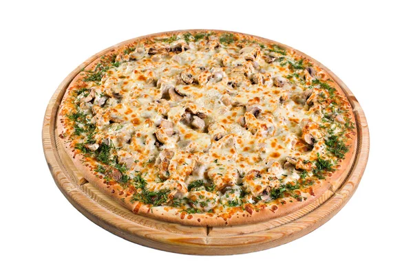 ahşap tahta üzerinde mantar pizza. bir dizin veya menü için