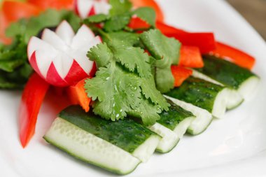 Taze sebze tabağı. Organik gıda. Yakın çekim.