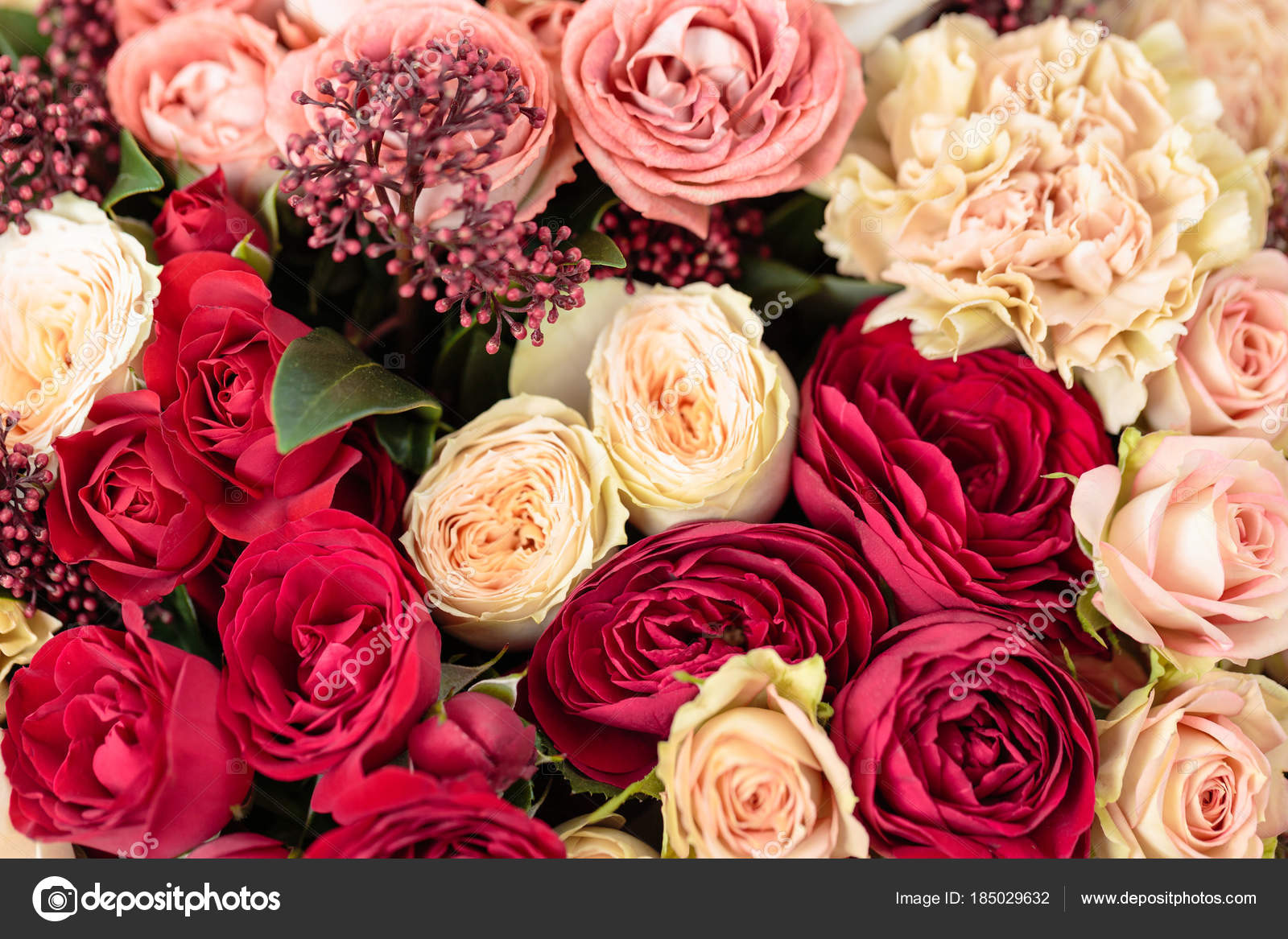 Beautiful Luxury Bouquet Of Mixed Flowers In Red Box The Work Of The Florist At A Flower Shop Wallpaper Stock Photo C Malkovkosta