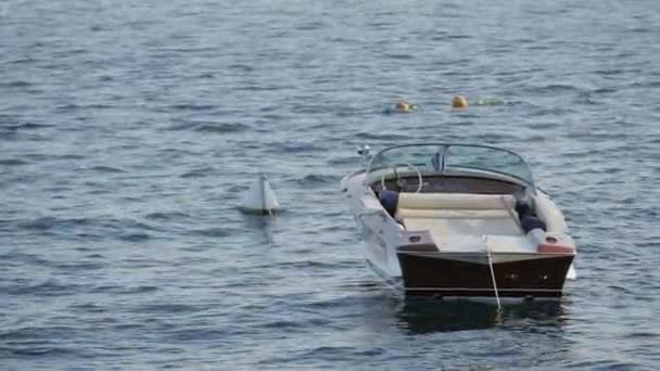 Поездка на лодке по озеру Гарда, на севере Италии. Кристально чистая вода, окруженная горами . — стоковое видео