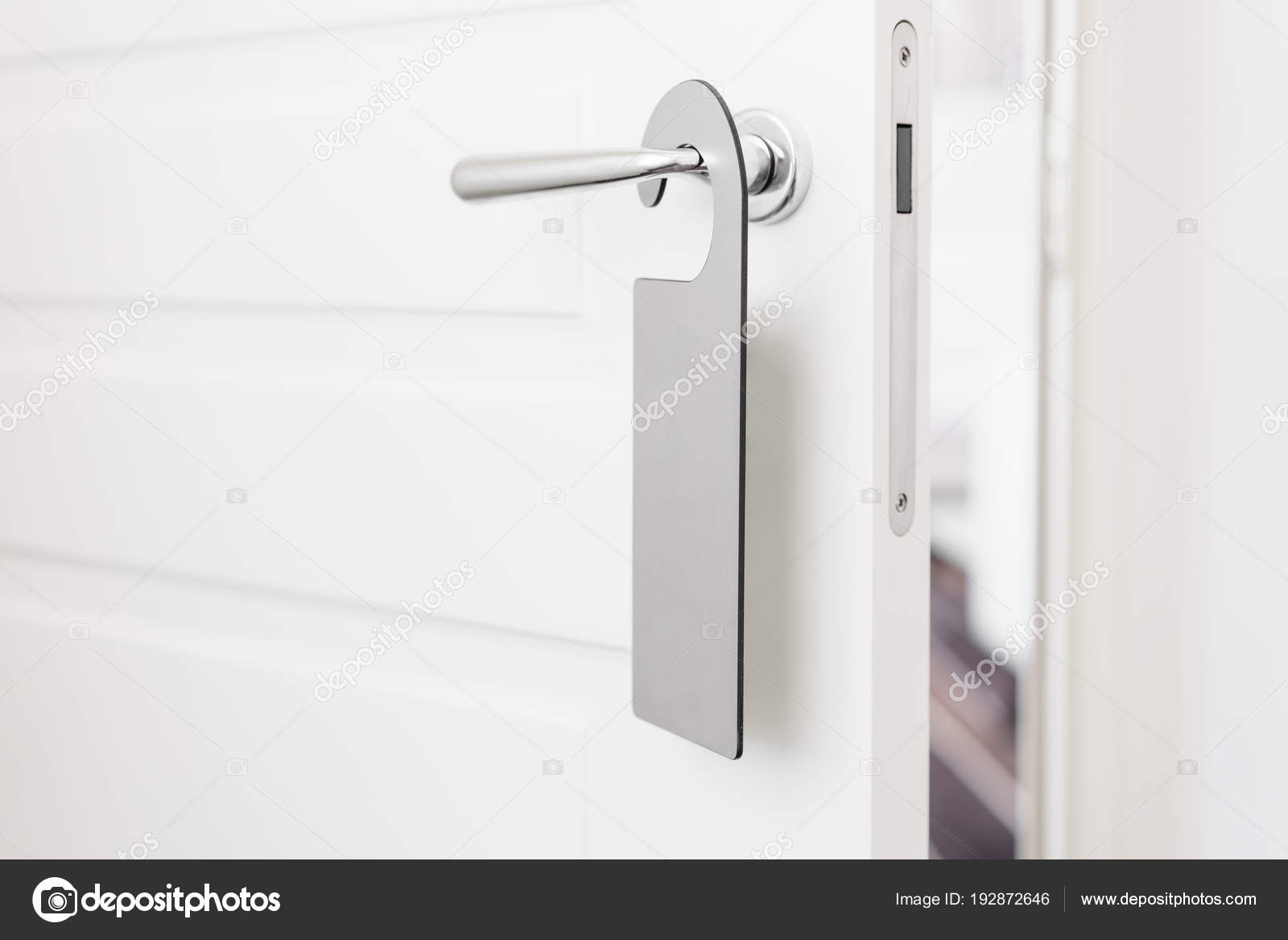 Door Knob With Empty Label On A Door Handle For Your Text Empty